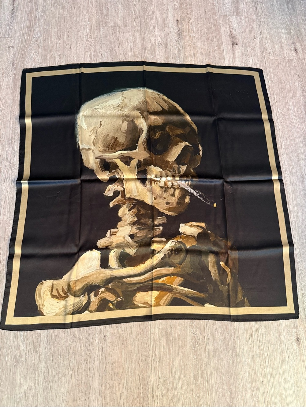 Smoking Skull Silk Scarf inspired by Van Gogh